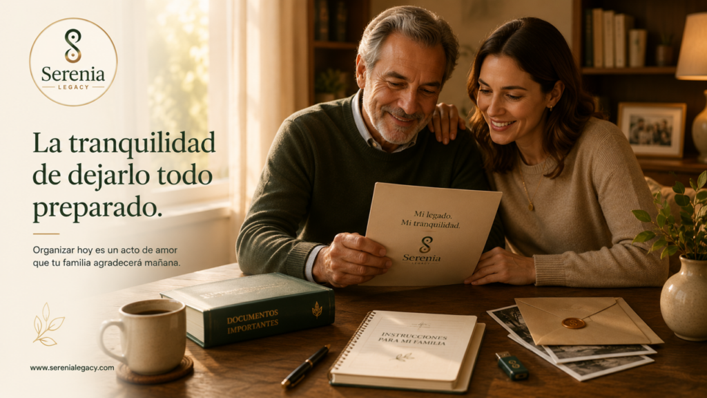Familia revisando documentación importante para proteger su legado y facilitar el futuro de sus seres queridos.