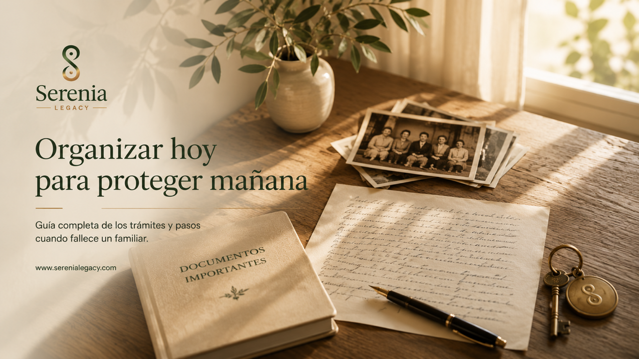 Organización de documentos familiares y legado personal para facilitar los trámites tras un fallecimiento.