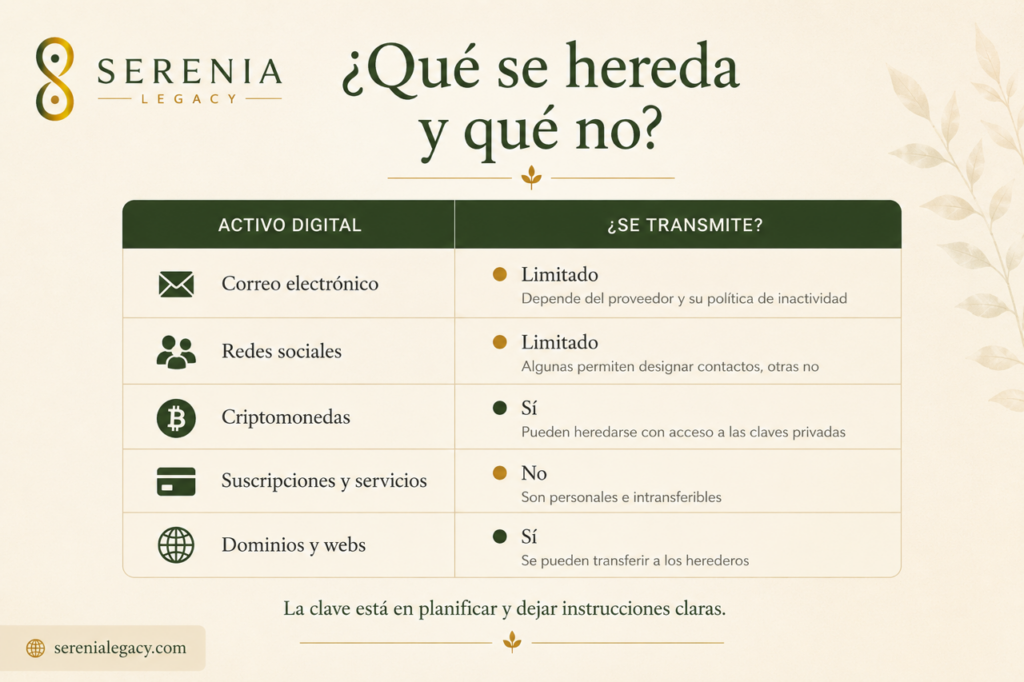 Qué activos digitales pueden formar parte de una herencia digital en España.